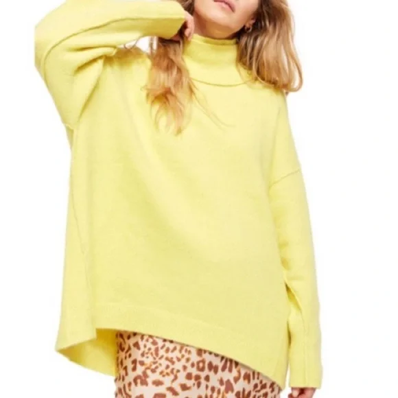 Free People AQUA BLUE After Glow mock neck sweater - Picture 3 of 7